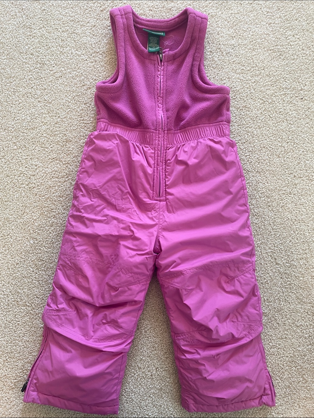 L.L Bean Kids Pink Snow Bib Overalls
